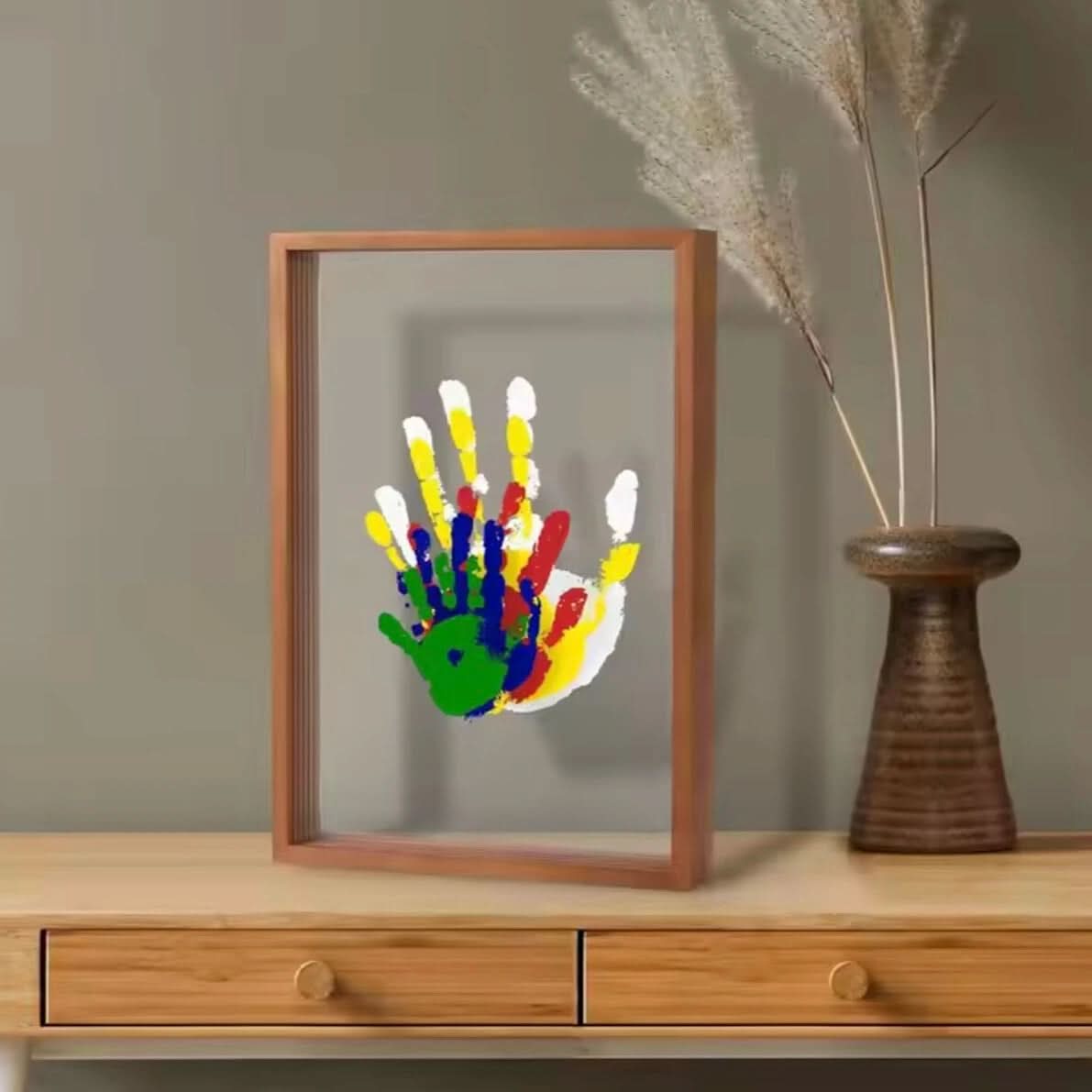 Abdruckset | Baby Hand und Fußabdruck mit Ton | Holzrahmen als Andenken | MemoNest