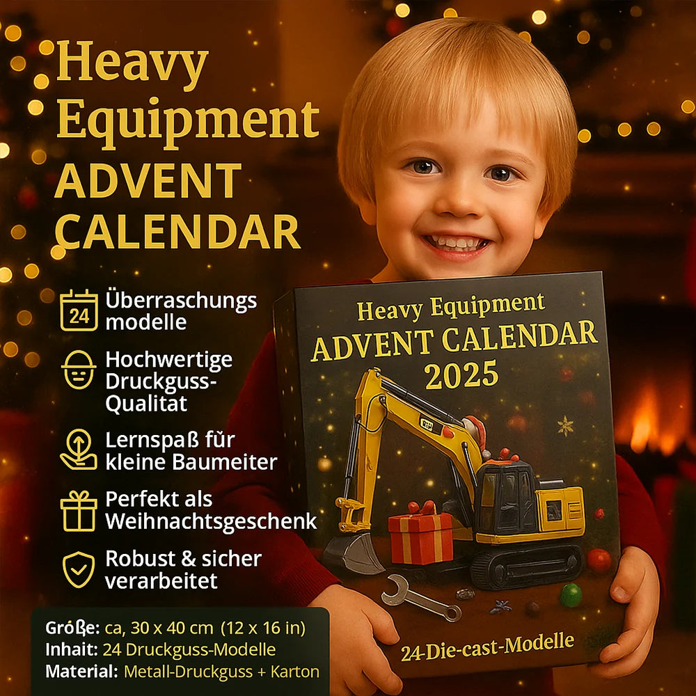 Adventskalender Baumaschinen 2025 mit 24 Druckguss-Modellen | Bagger, Kran & Radlader | 30 x 40 cm, robuste Metall-Ausführung 3