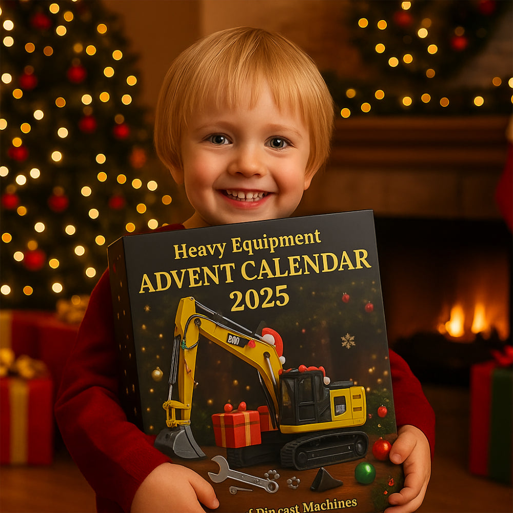 Adventskalender Baumaschinen 2025 mit 24 Druckguss-Modellen | Bagger, Kran & Radlader | 30 x 40 cm, robuste Metall-Ausführung 1