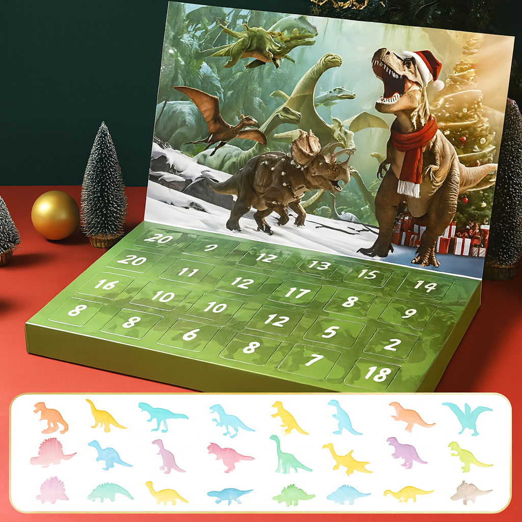 Adventskalender Dinosaurier Figuren Set | 24 Figuren zum täglichen Entdecken | Lernspiel für Kinder ab 3 Jahren 2