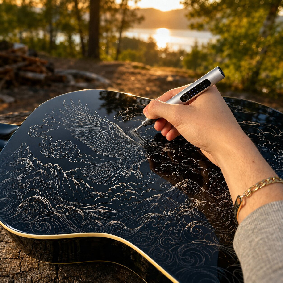 Akku Gravierstift mit 56-teiligem Zubehörset | 3 Geschwindigkeitsstufen, 5000-15000 U/min | USB-Akku 380 mAh, kabellos