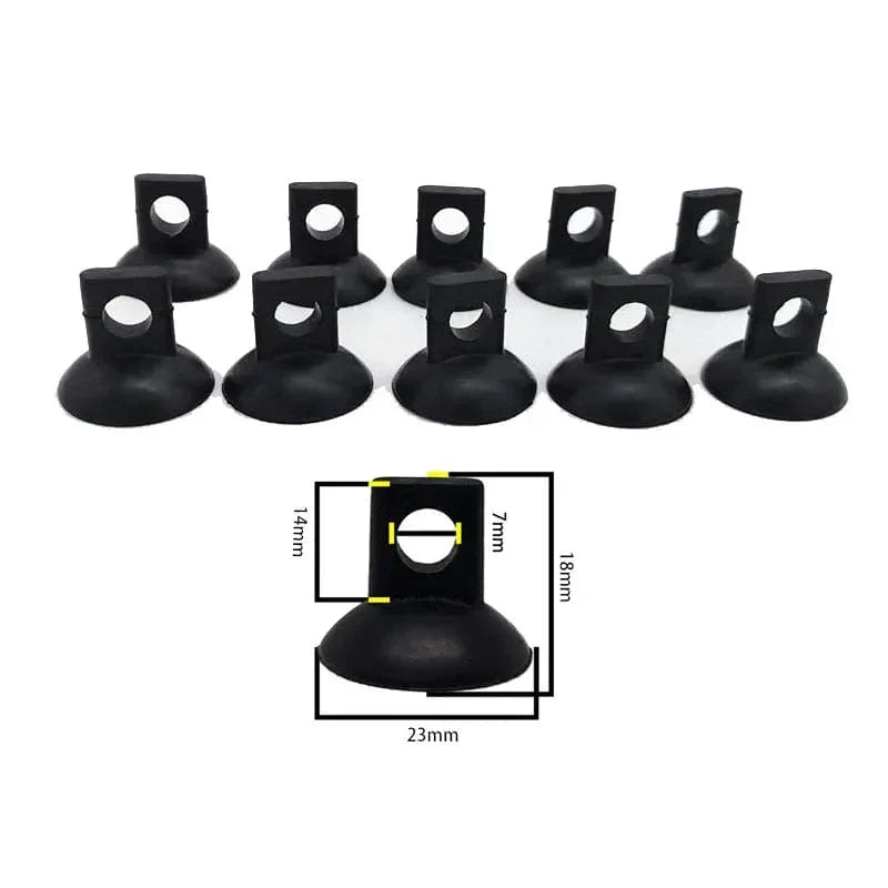 Aquarium Saugnapf Luftschlauchhalter Kunststoff | 10er Set mit Klemmclip | Sichere Befestigung für Luftschlauch am Glas 3