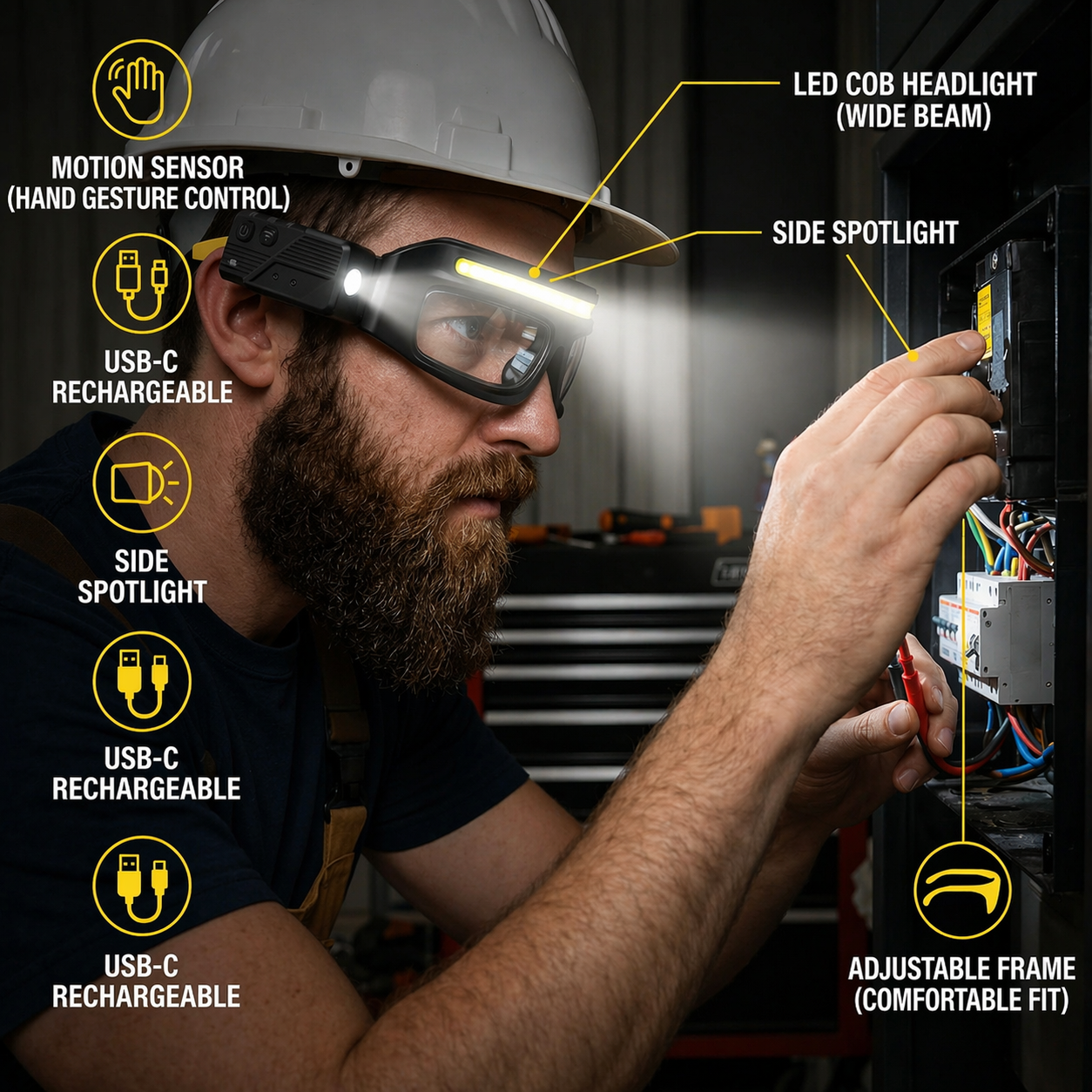 Arbeitsampe mit Bewegungssensor | Freihändig | LED-Brillenlampe | SensorGlow