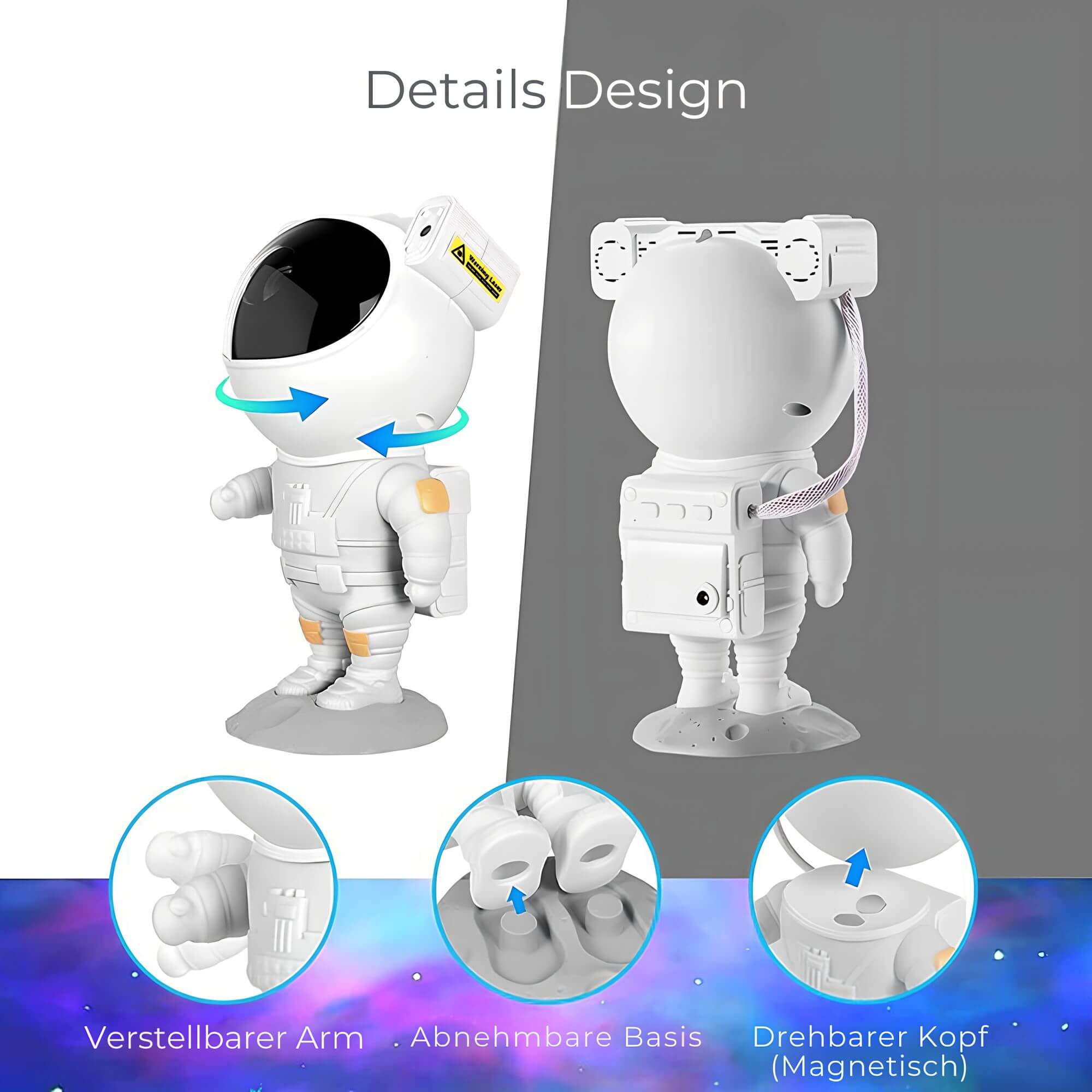 LED projektor hvězdné oblohy | design astronauta | galaxie na stropě a stěně | AstroGlow