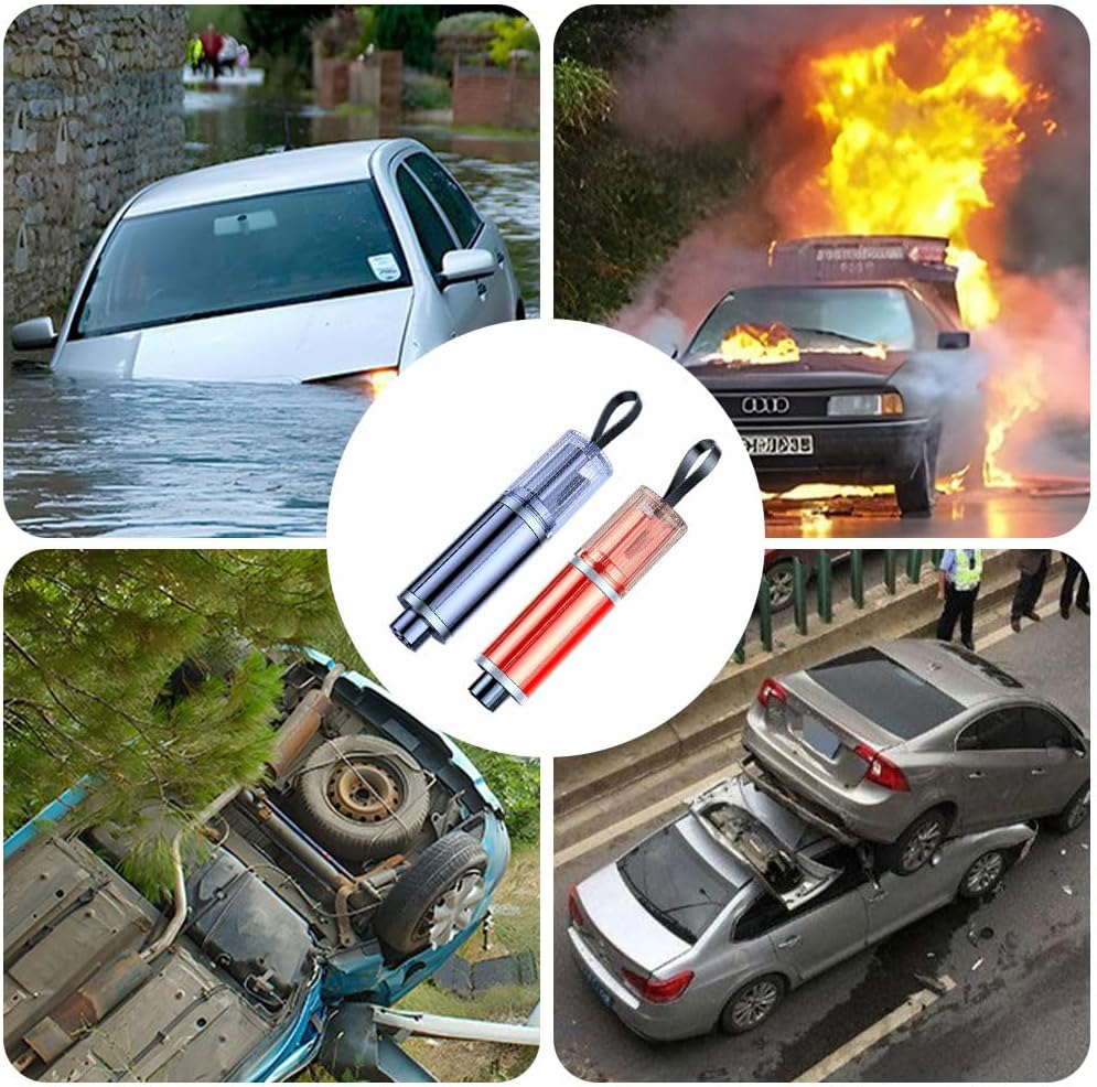 Auto-Notfallwerkzeug 2-in-1 | Fensterbrecher mit Federmechanismus & Gurtschneider | Kompakt für Auto, Tasche, Schlüsselbund