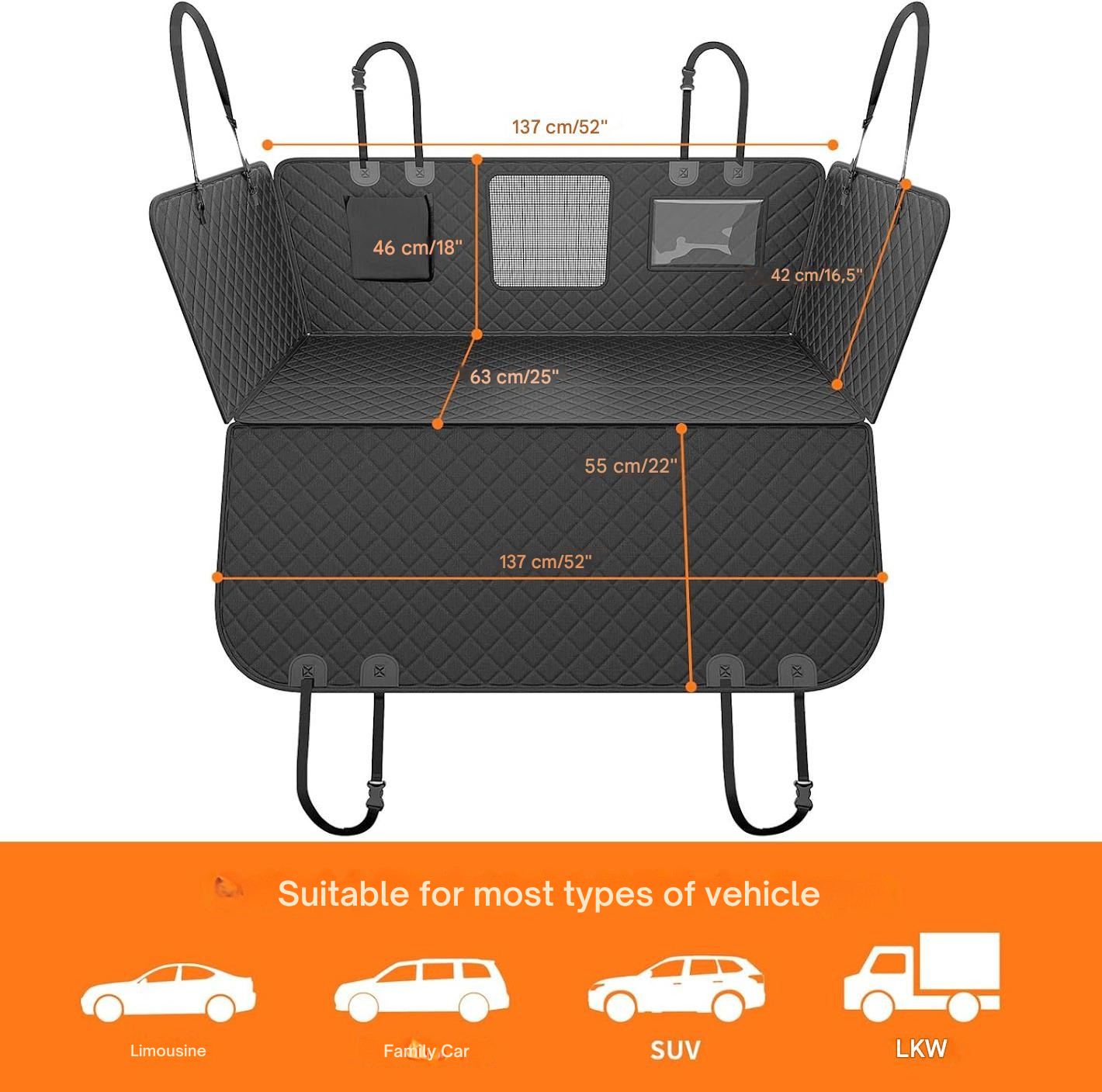 Bilsete | Bilsetebeskytter Hund | Vannavvisende baksetematte | PawGuard