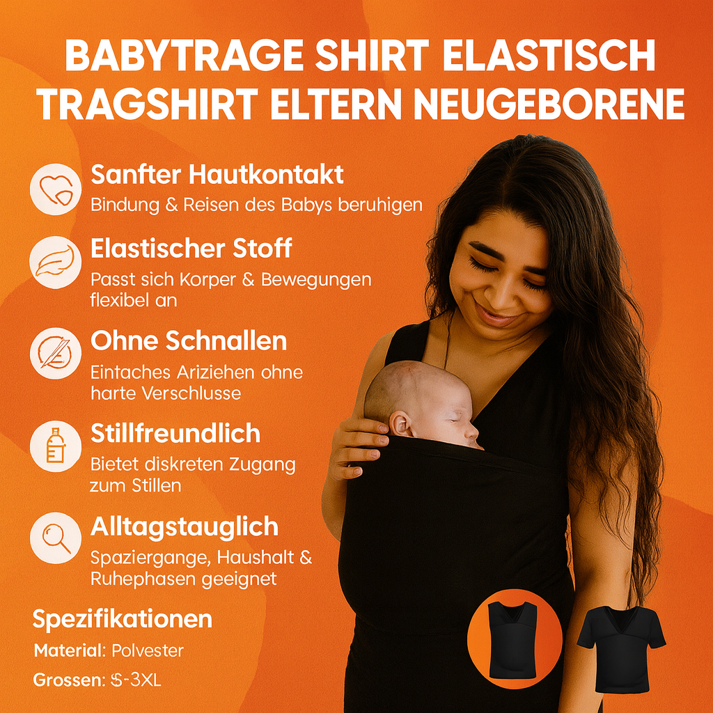 Babytrage Shirt | Freihändiges Baby-Bonding | Elastisches Känguru-Tragetuch-Shirt | SnuggleNest