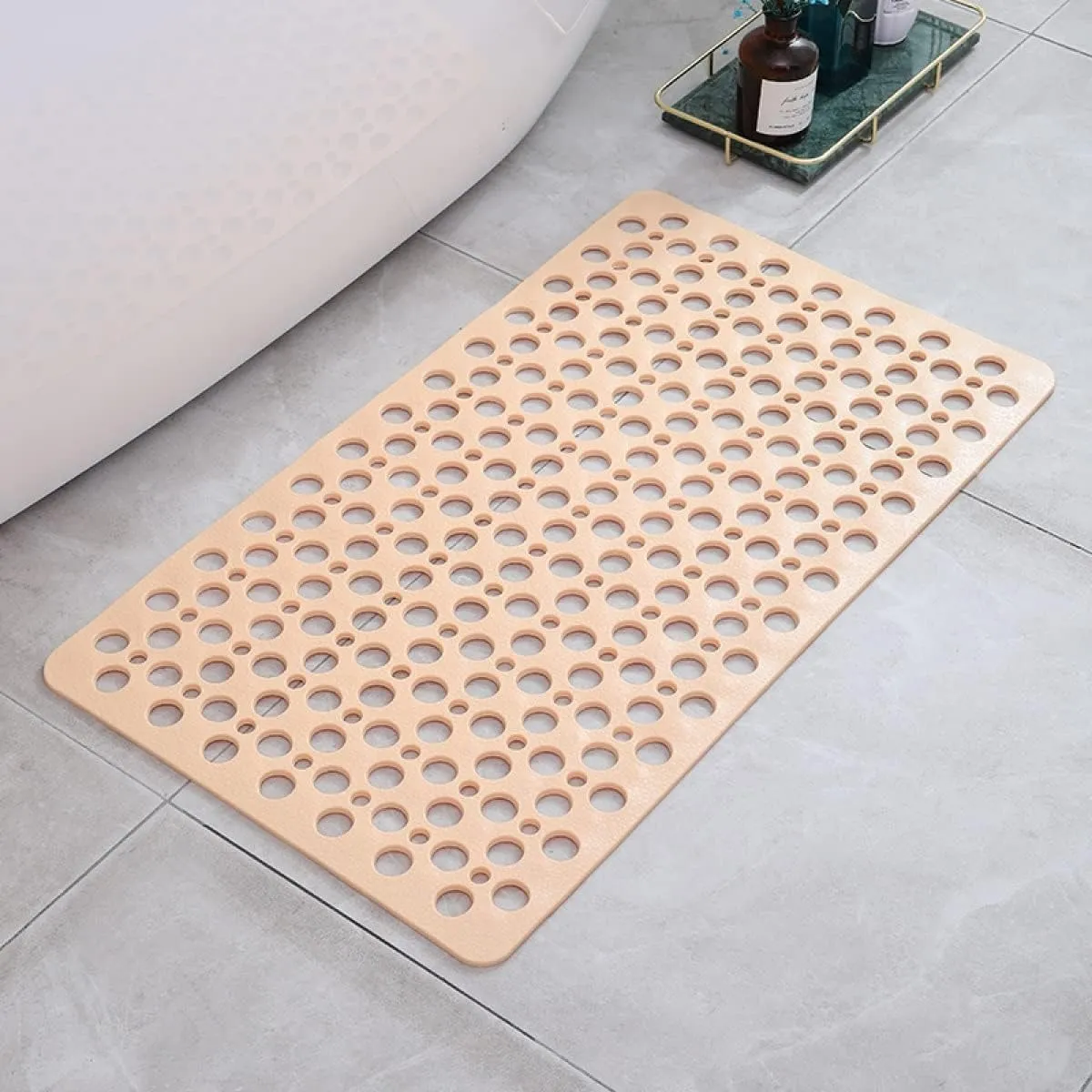 Badezimmer Sicherheitsmatte | Rutschfestes PVC mit Ablauflöchern | Schneller Wasserablauf | AquaGrip