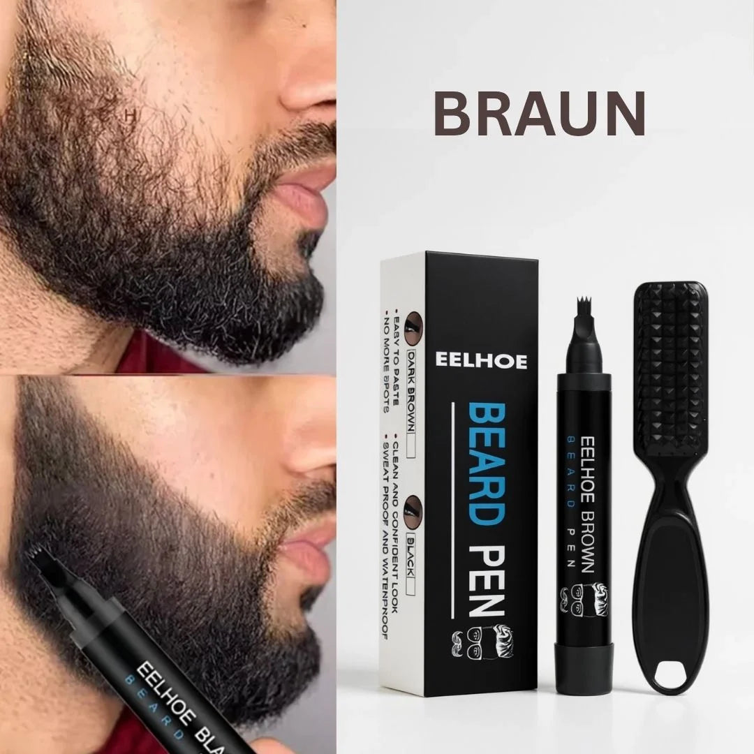 Bartfüllstift & Styling-Set Herren | Wasserfest, Braun oder Schwarz | Bürste & Konturhilfe für dichte Bartlinien 2