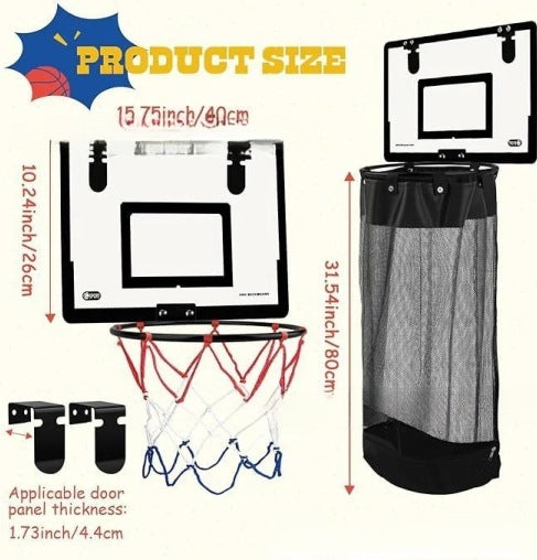 Basketball-Wäschekorb | über Die Tür 42x32x6 cm | Atmungsaktives Mesh | HoopHamper