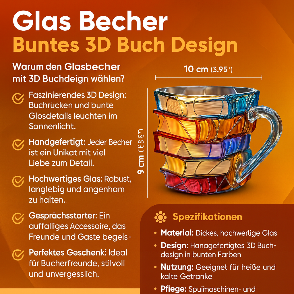 Becher | 3D Buch Design Tasse | Handgefertigt & Bunt | Für Kaffee & Tee | BookLume