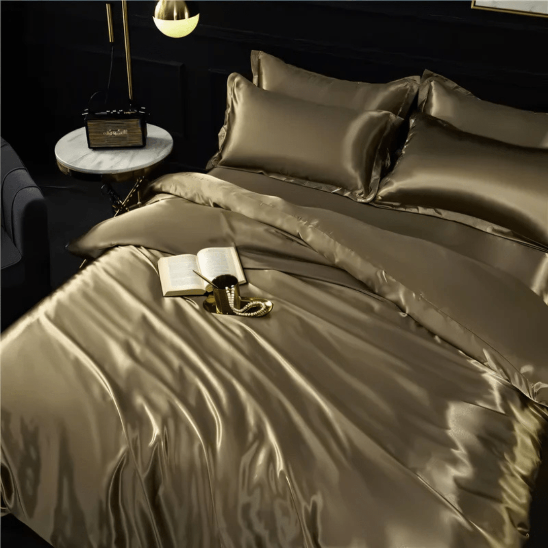 Bettwäsche Set | Satin-Optik Polyester | Bettbezug + Spannbettlaken + 2 Kissenbezüge | Dralux