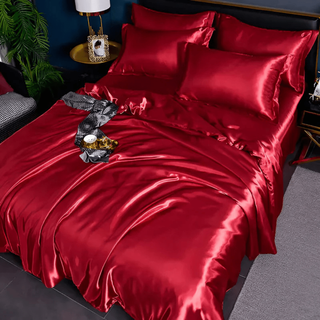 Bettwäsche Set | Satin-Optik Polyester | Bettbezug + Spannbettlaken + 2 Kissenbezüge | Dralux