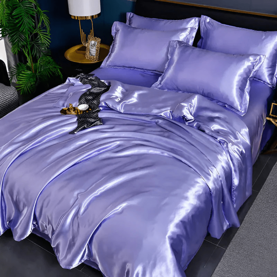 Bettwäsche Set | Satin-Optik Polyester | Bettbezug + Spannbettlaken + 2 Kissenbezüge | Dralux