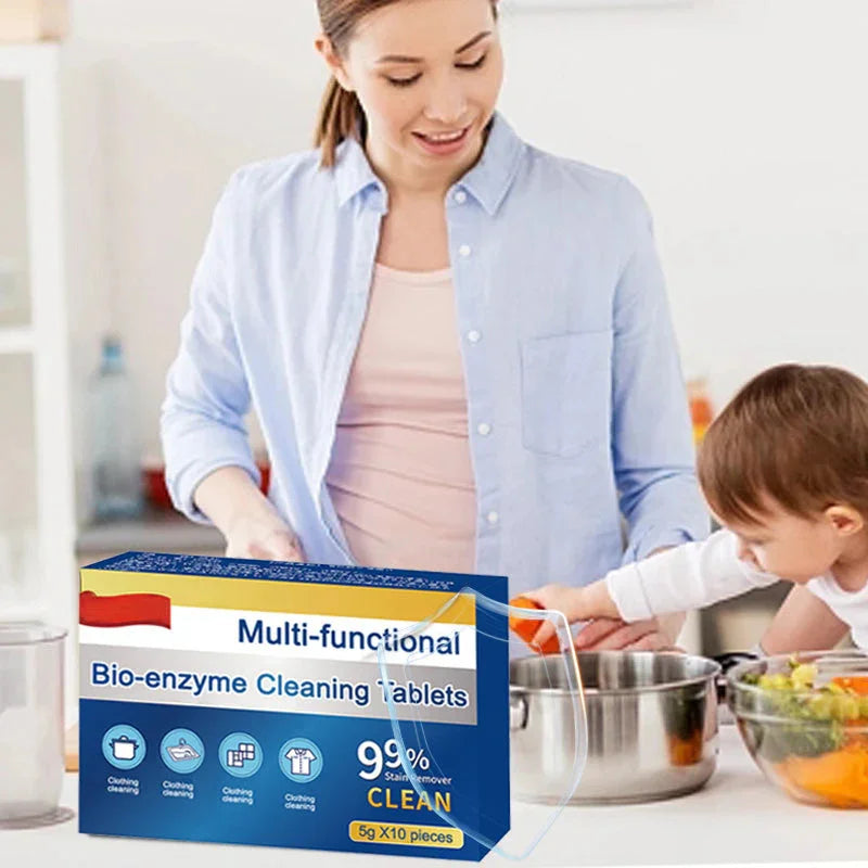 Bio-Enzym-Reinigungstabletten | Löst Flecken Fett Gerüche | Für Textil und Oberfläche | SensoClean