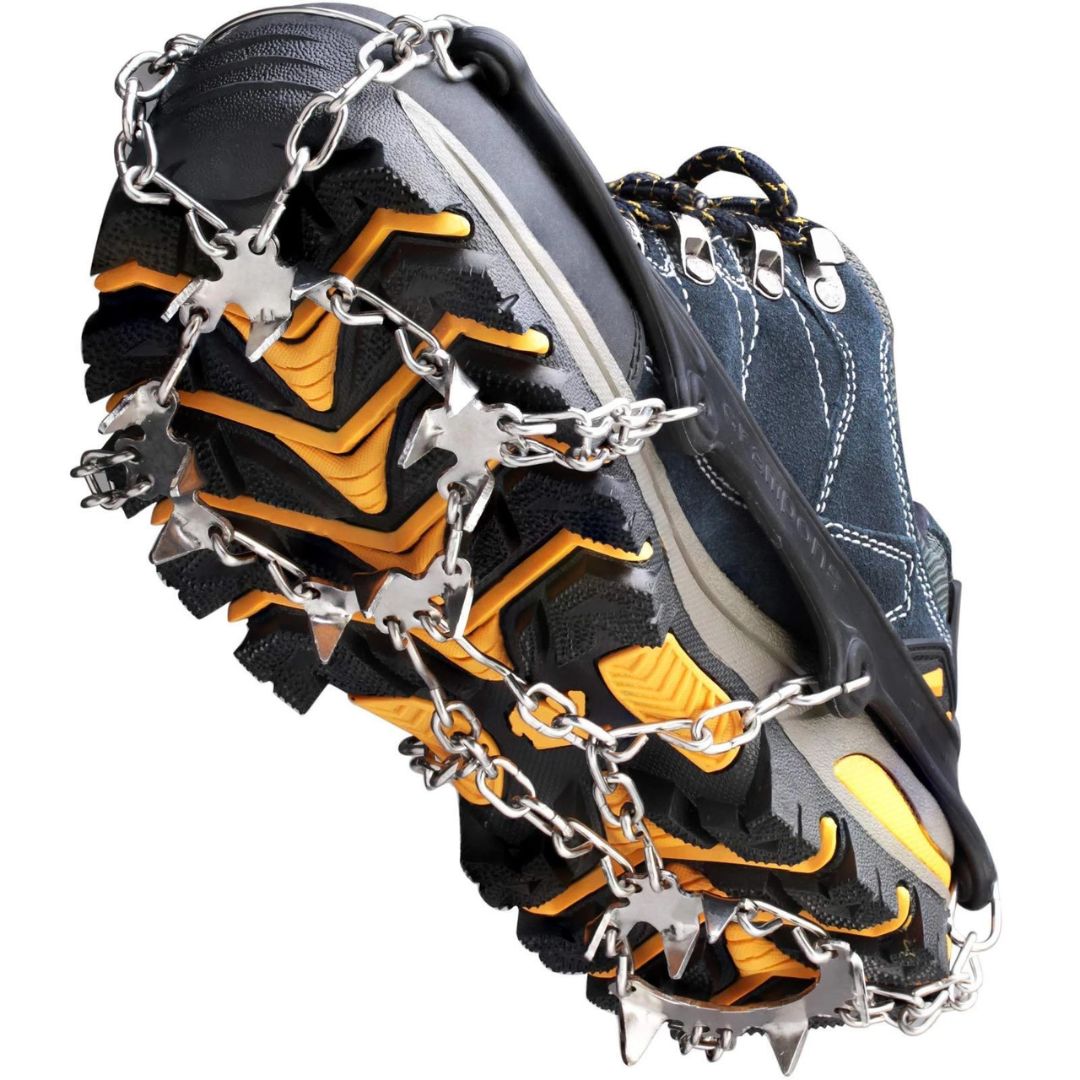 Schuhspikes Grödel für Eis und Schnee | Universalgröße 36-45, Edelstahl-Stollen | Elastische Silikonbindung, rutschfest 3