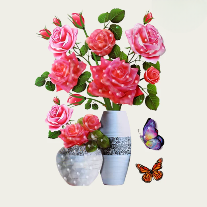 Blumen-Wandsticker mit Schmetterlingen | Abziehen und aufkleben | Wiederverwendbar | DekoFalter