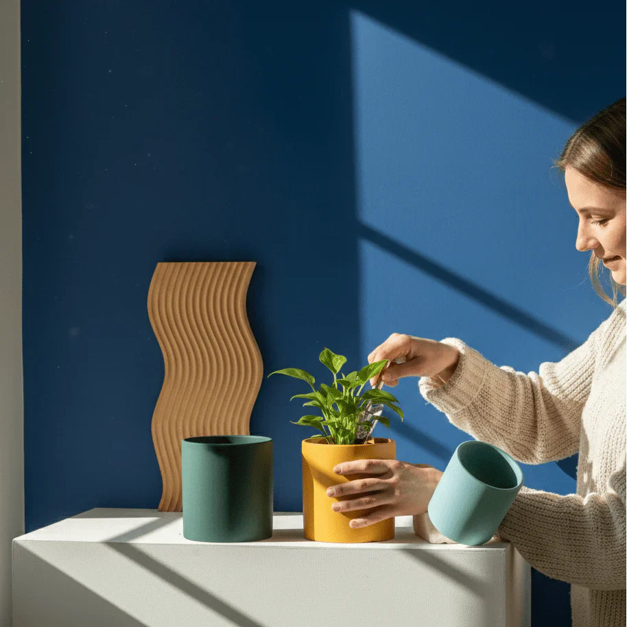 Blumentopf | Matte Oberfläche | Mit Ablaufloch und Untersetzer | Nordic Pot