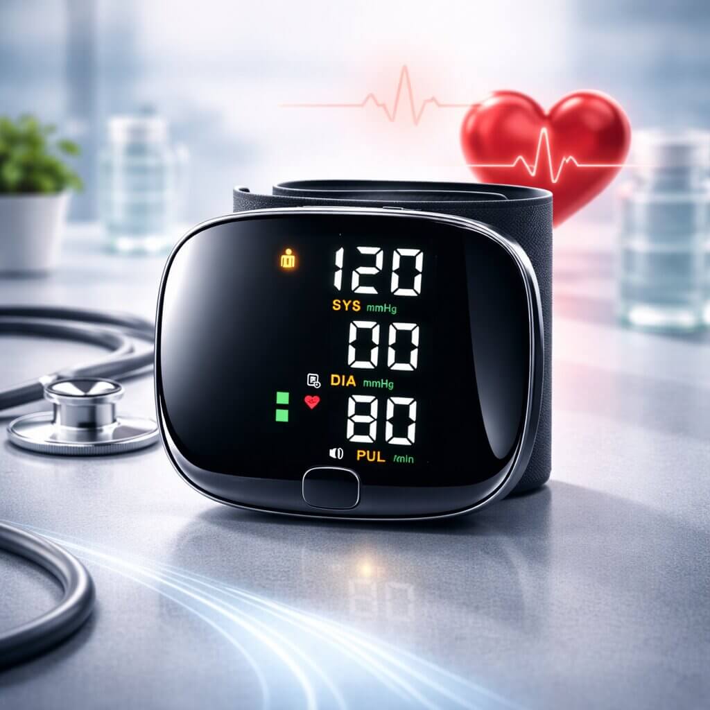 Blutdruckmessgerät für Handgelenk | Touch Display mit Sprachfunktion | Wiederaufladbar | Vitalensa