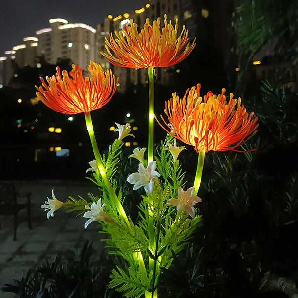 Blüten-LED-Außenlicht | Solar Chrysantheme Gartenstecker | Wetterfest | Petallight