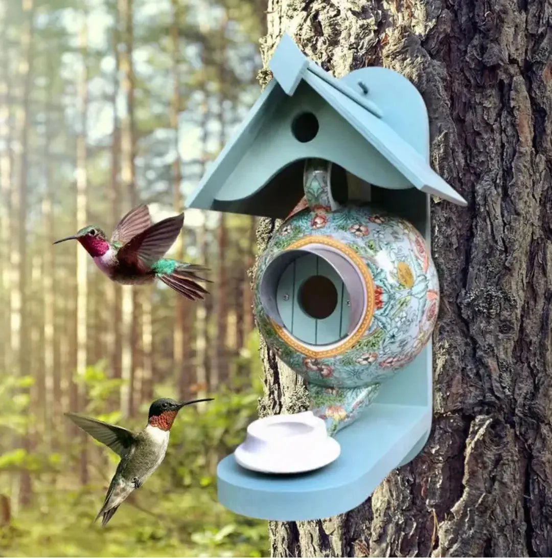 Vogelhaus konvice design | Ručně malované a odolné proti UV záření | Pro zahradu a balkon | NestCharm