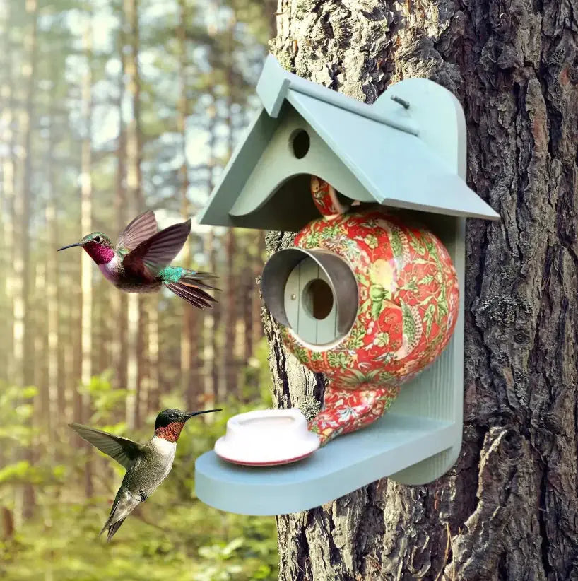 Vogelhaus konvice design | Ručně malované a odolné proti UV záření | Pro zahradu a balkon | NestCharm