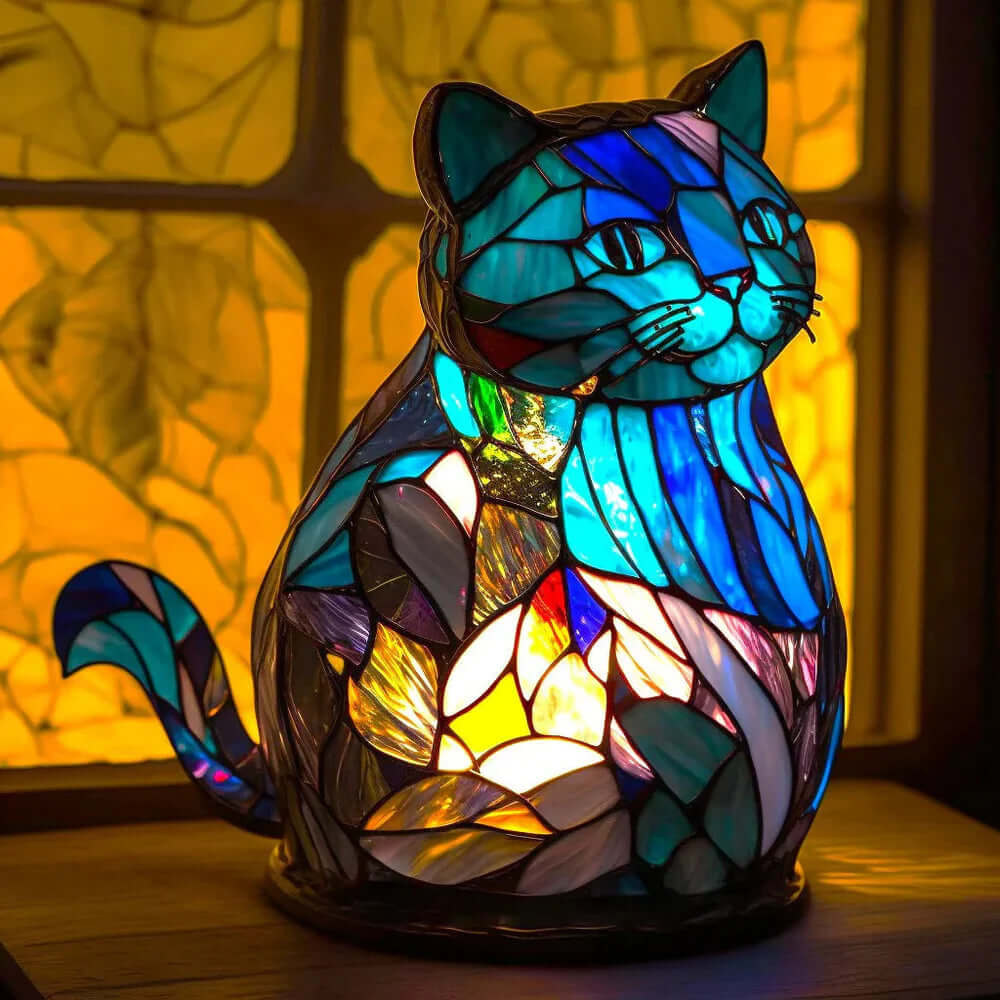 Buntglas Tischlampe aus Metall, 15 cm | Tiermotiv-Design, handgefertigt | Warmes Licht für Schlafzimmer und Wohnzimmer 11