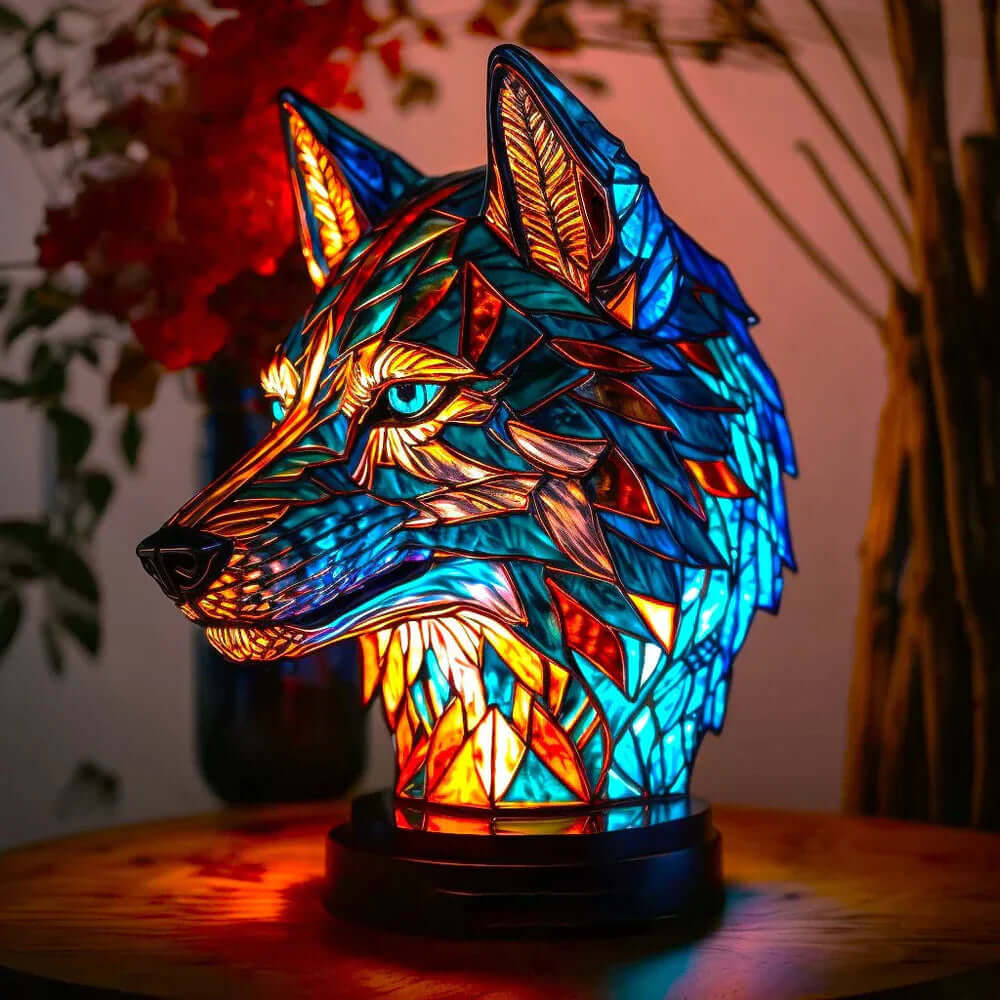 Buntglas Tischlampe aus Metall, 15 cm | Tiermotiv-Design, handgefertigt | Warmes Licht für Schlafzimmer und Wohnzimmer 4