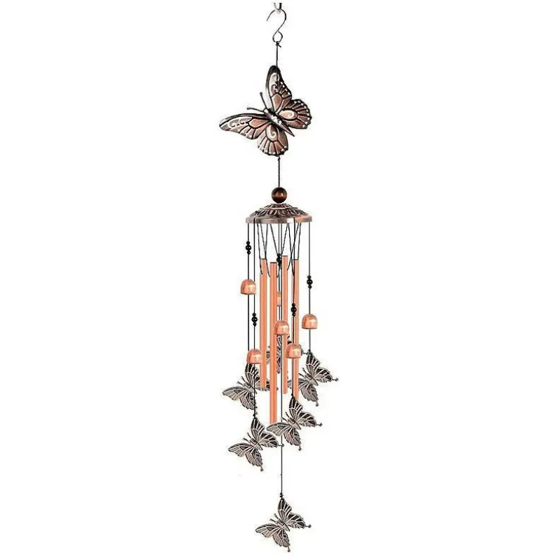 Windspiel aus Kupfer & Bronze | 7 Motive: Engel, Vogel, Schmetterling, Elefant, Fisch, Pferd, Eule | Wetterfest für Garten & Haus 5