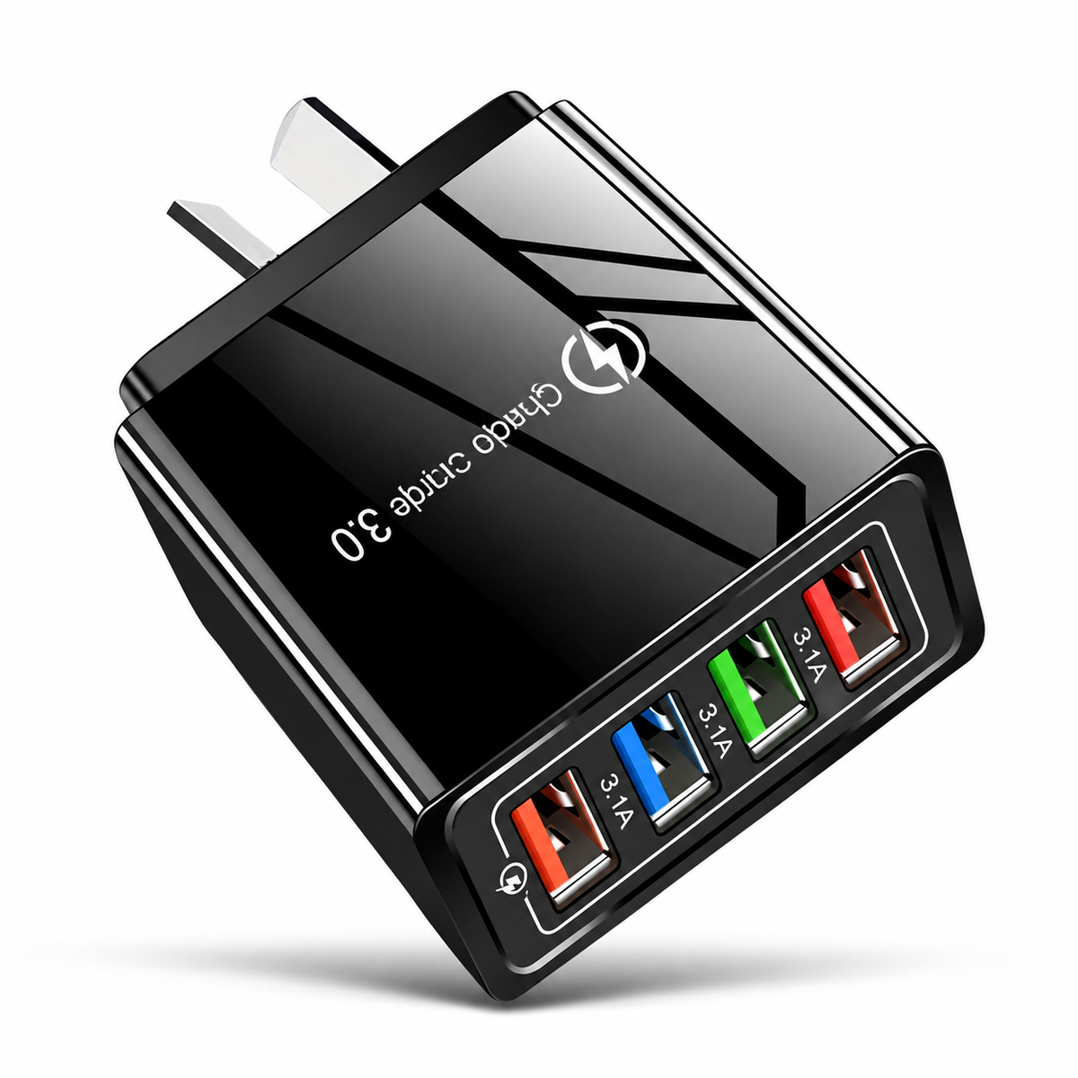 Rejselader med fire porte | 3,1 A pr. USB-port | Kompakt multioplader | PowerPort