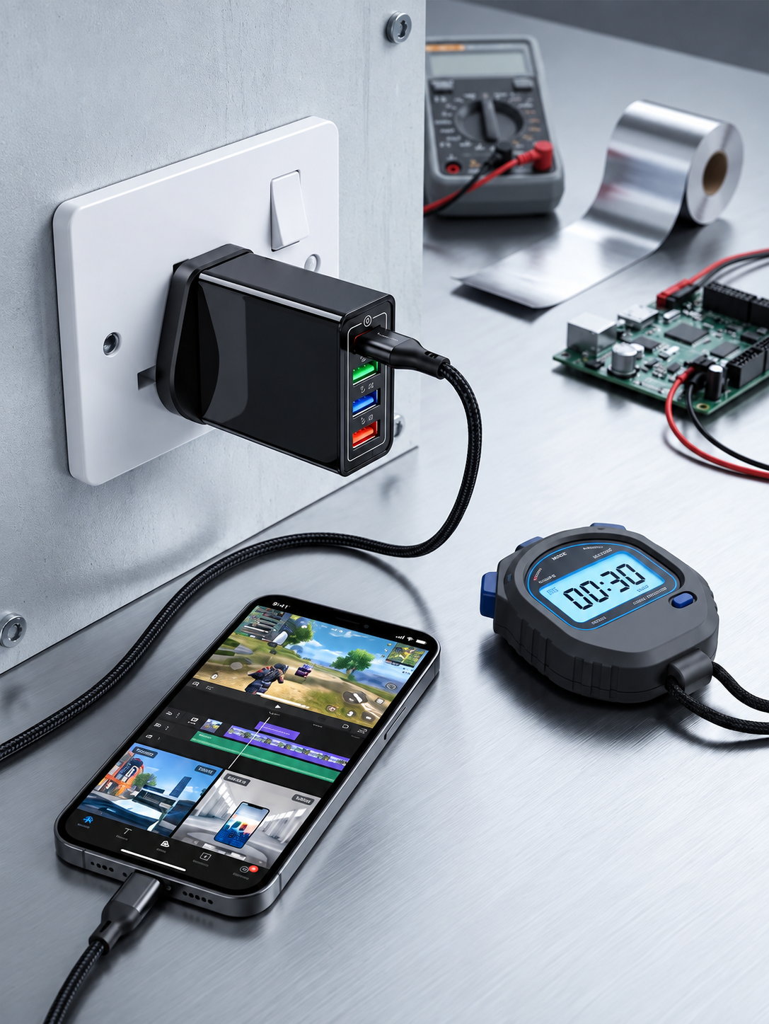Rejselader med fire porte | 3,1 A pr. USB-port | Kompakt multioplader | PowerPort