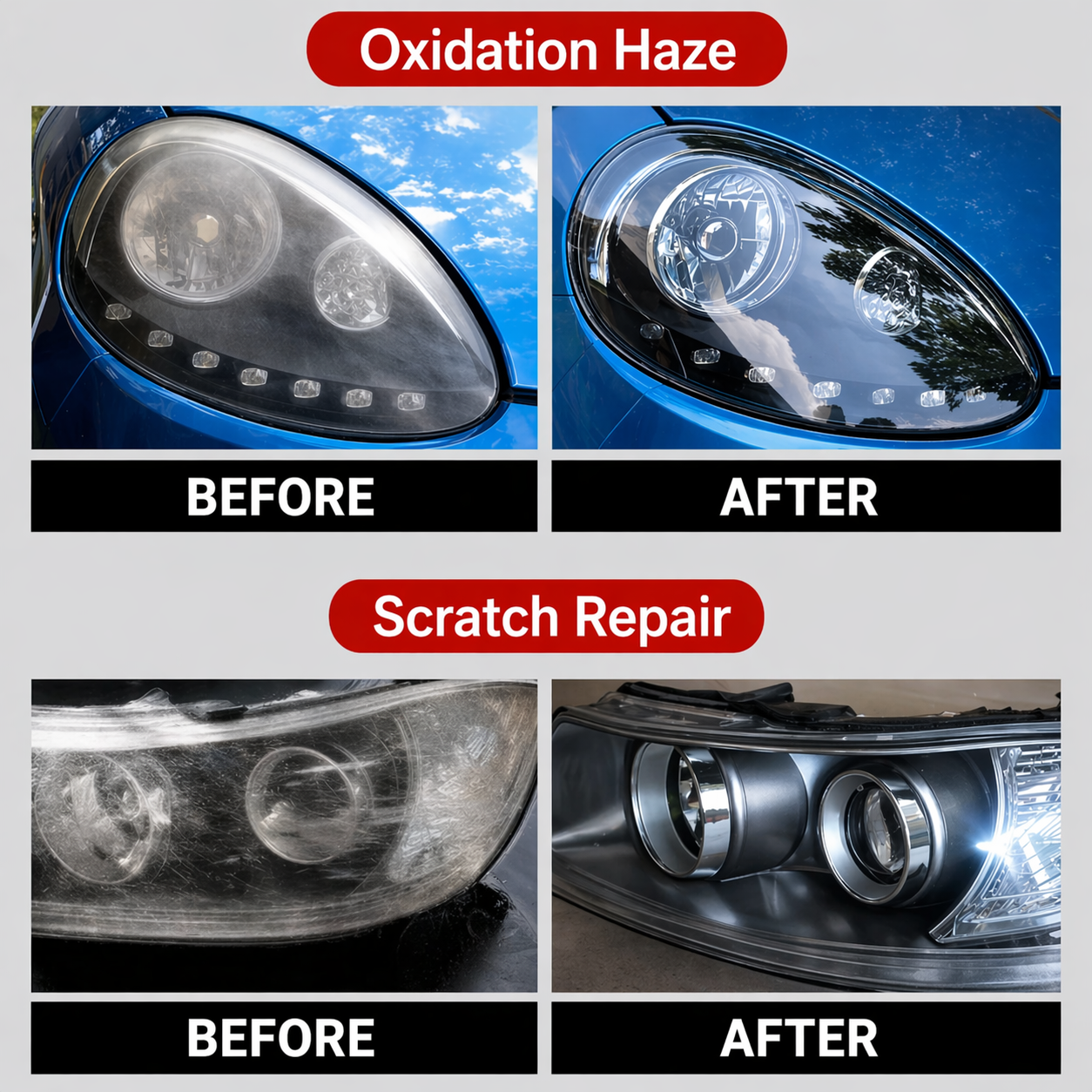 Lichid pentru recondiționarea farurilor | Îndepărtează îngălbenirea | Claritate instantanee | Protecție UV | BrightLite