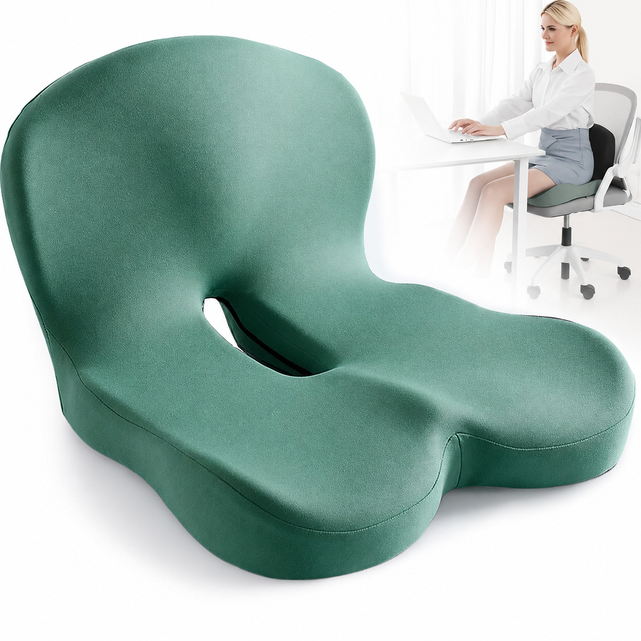 Sitzkissen | Ergonomisches Memory Foam Sitzkissen | Druckentlastend & Rutschfest | ErgoComfort