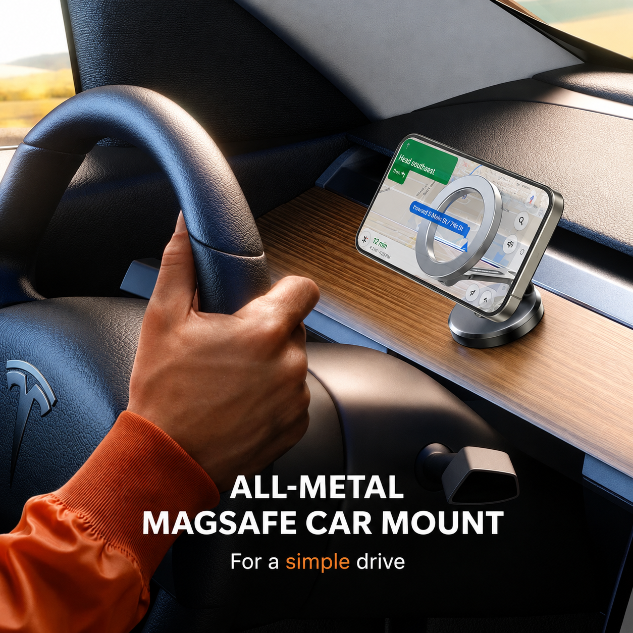 Support de téléphone pour voiture magnétique | Rotatif à 360° et pliable | Puissante fixation magnétique | DriveHold