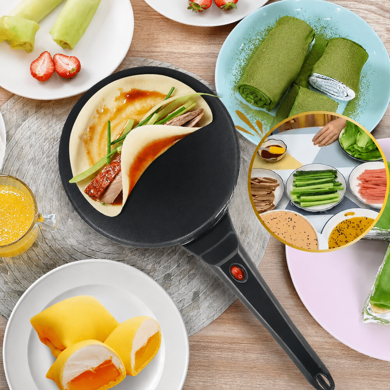 Přenosný elektrický palačinkovač | na tenké crêpes a palačinky | nepřilnavý povrch | SwiftPan