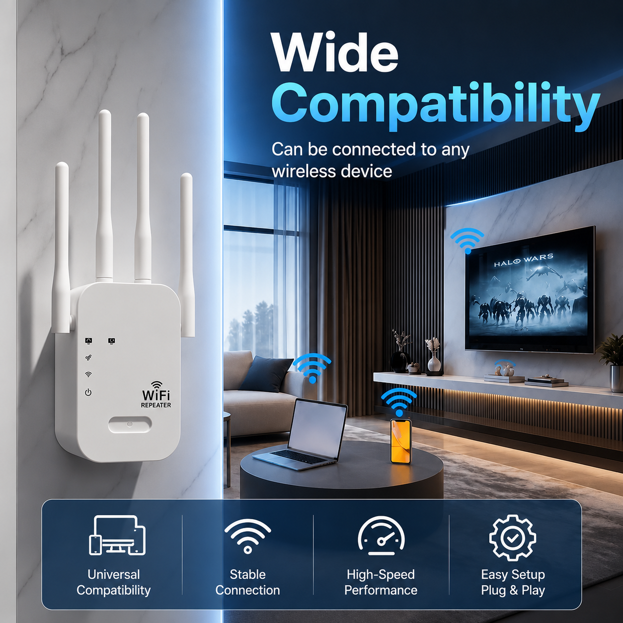 WLAN Verstärker für außen & innen | Dual Band 1200 Mbps | 2,4 & 5 GHz | RangeBoost