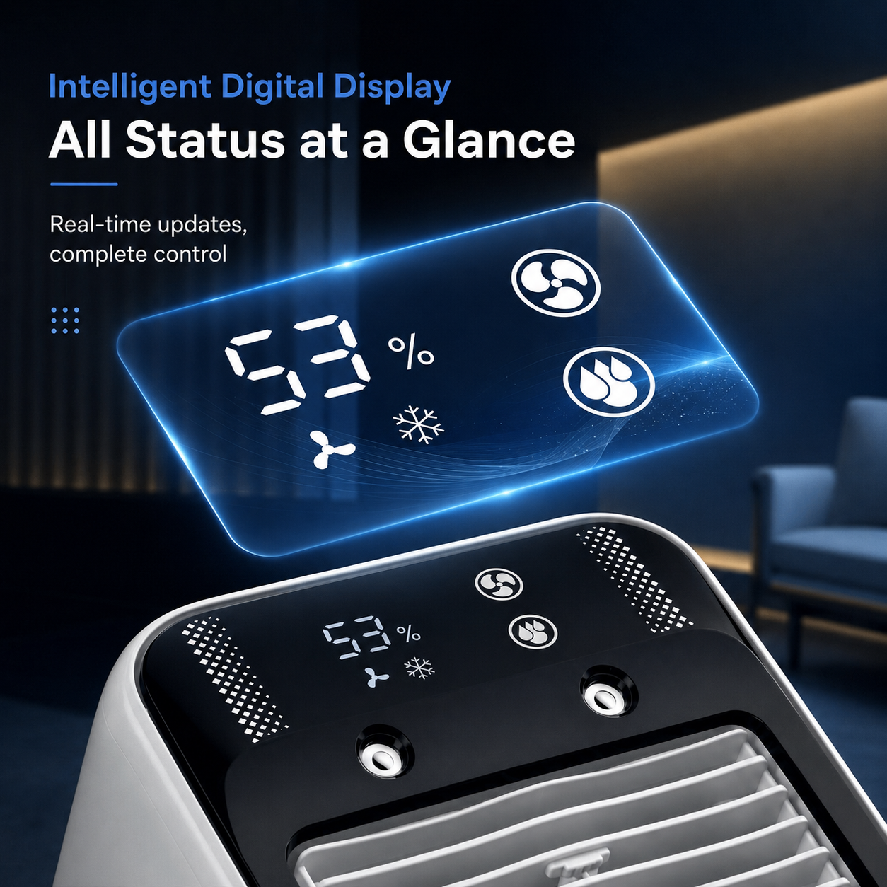 Mobilní ochlazovač vzduchu ventilátor Brisenlux | Sprejová mlha & USB-C | Bezdrátový se 3 rychlostmi větráku | Coolvento