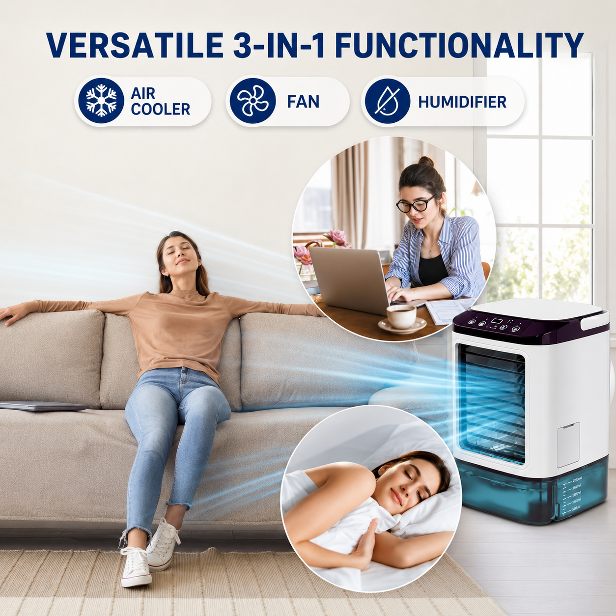 Přenosná klimatizace | Nastavitelná rychlost ventilátoru | Energeticky úsporná | Aquabrise