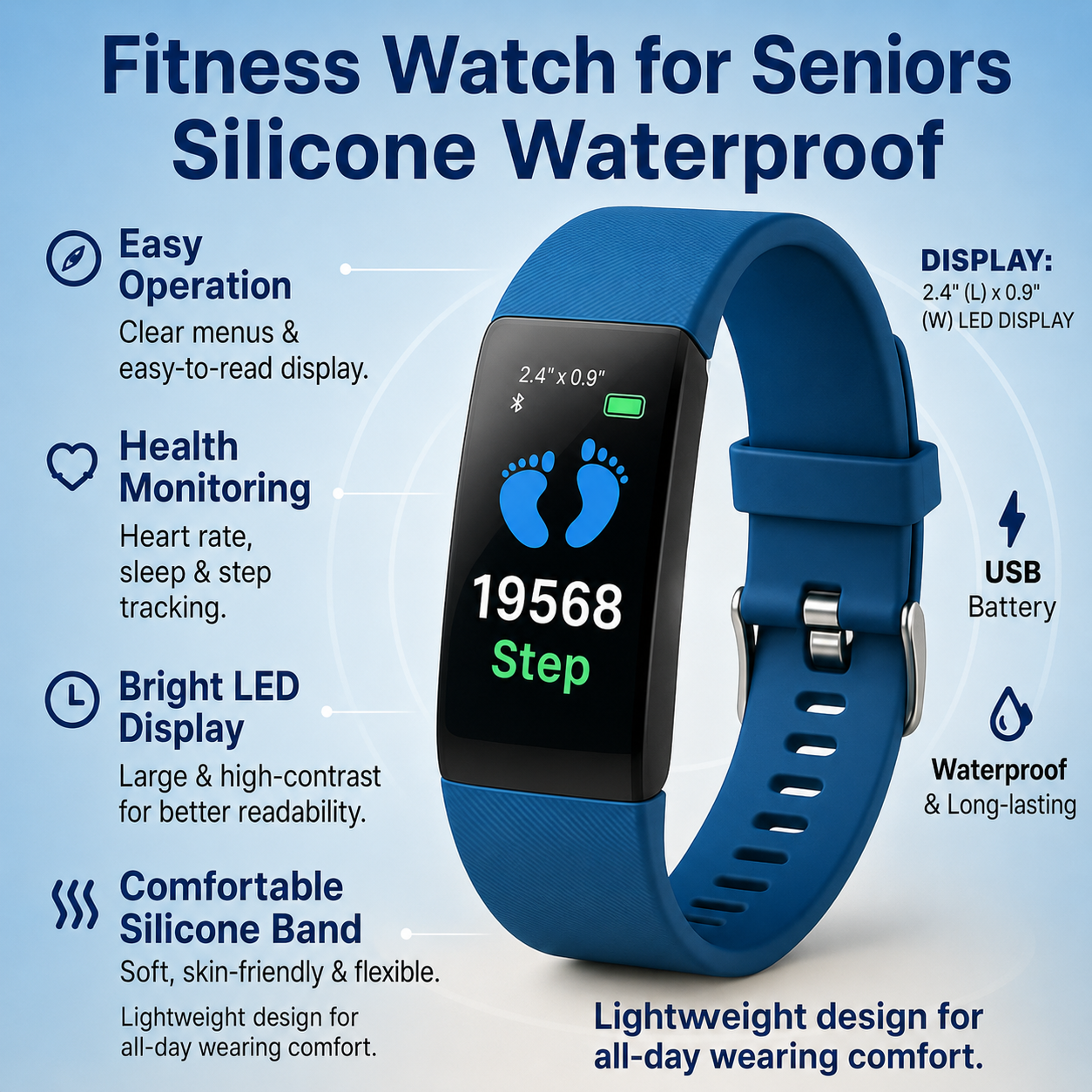 Montre connectée | Surveillance santé simple | Suivi du rythme cardiaque et du sommeil | VitalBand