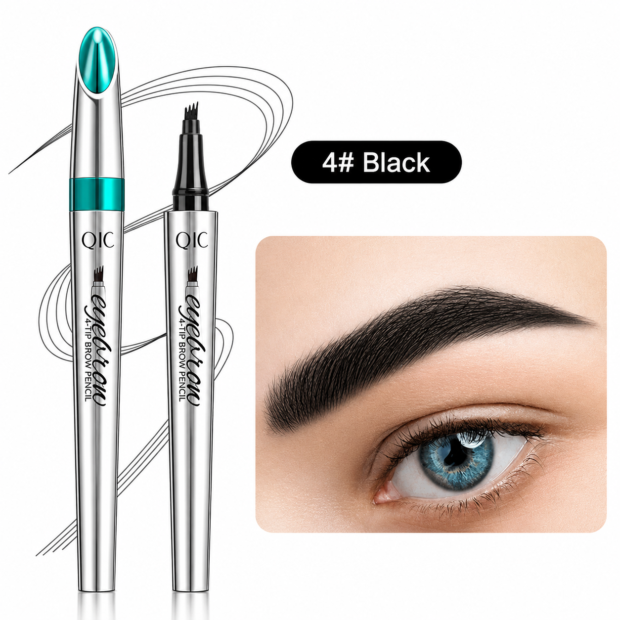Lápiz para cejas | Impermeable 3D con 4 puntas en horquilla | Efecto microblading | BrowFinesse