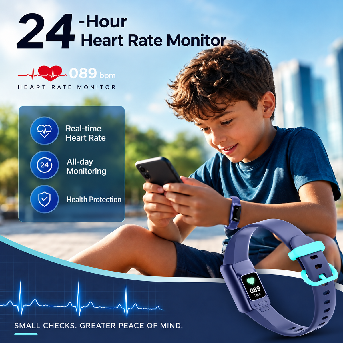 Montre connectée pour enfants | Suivi de la condition physique et bracelet d’activité | Écran tactile | StepPulse