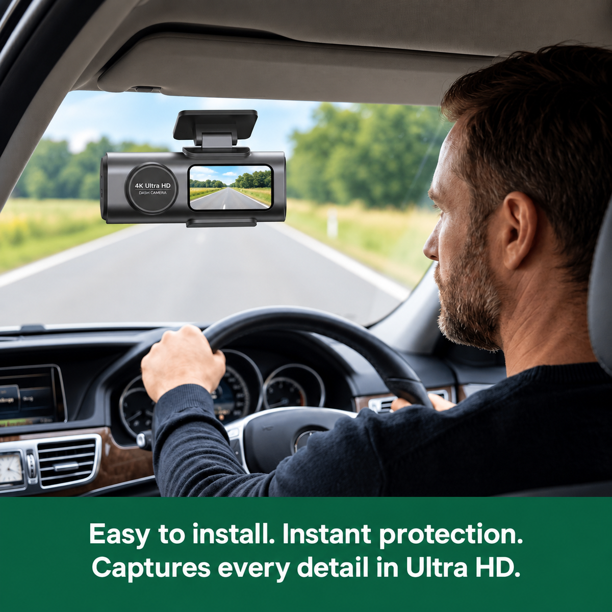 Dashcam 4K avec caméra avant et arrière | Vision nocturne, Wi-Fi et GPS | Surveillance du stationnement 24 heures sur 24, grand angle de 170° et jusqu’à 512 Go de stockage