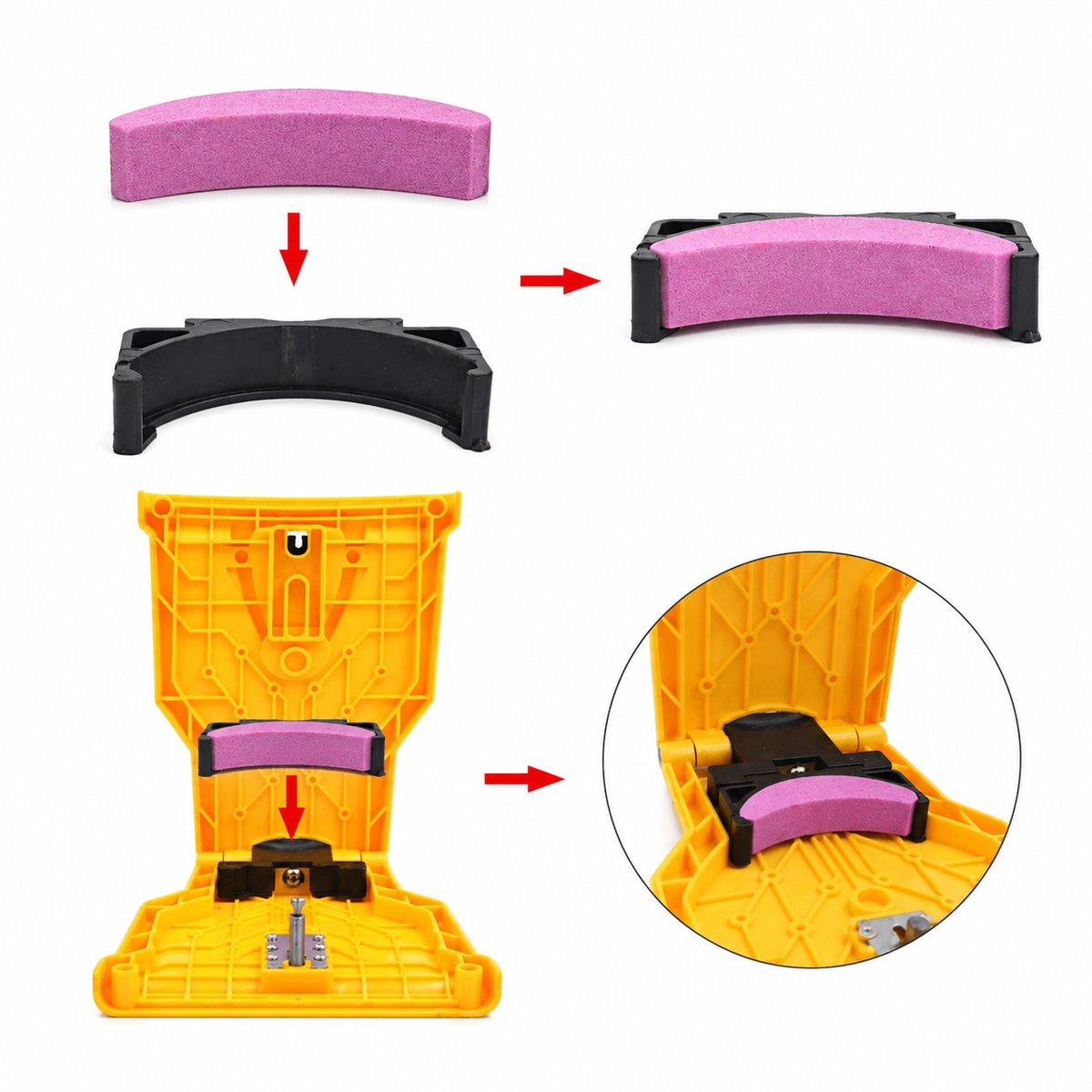 Pietre de șlefuit de schimb pentru ascuțitoare de lanț, set de 5 | Pentru ascuțitoare de 35-50 cm (14-20 inch) | Compatibile cu sisteme cu 2 nituri