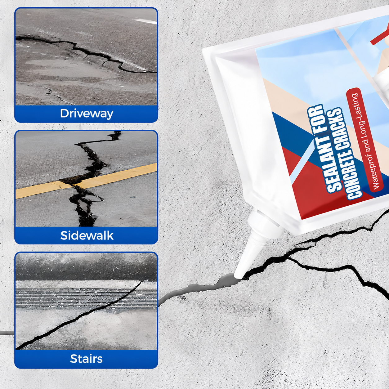 Afdichtmiddel voor scheurreparatie | voor muren, vloeren en metselwerk | Dicht scheuren af, waterbestendig | DeepSeal