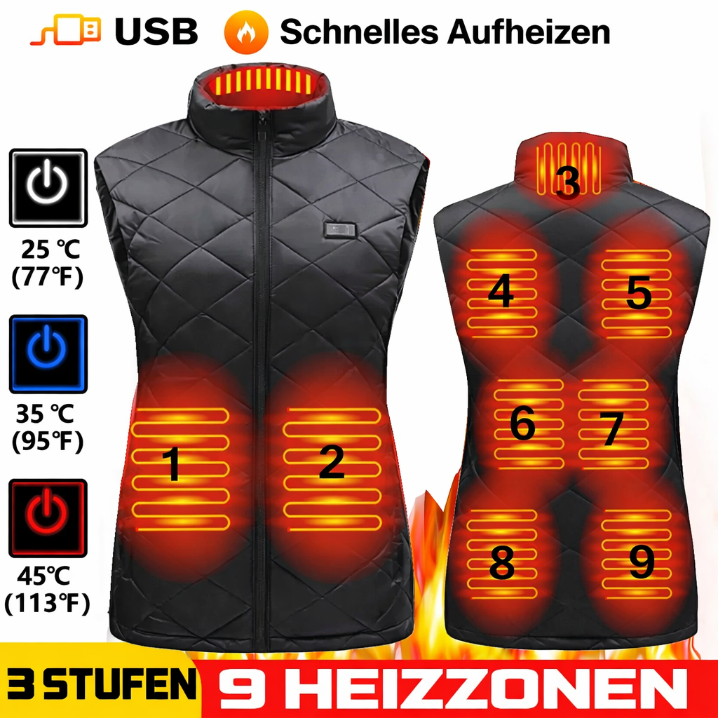 Damen Heizweste | USB-Beheizte Weste mit Infrarot-Technologie | Wärmeregulierend & Leicht | Ideal für Herbst & Winter | ThermaBelle