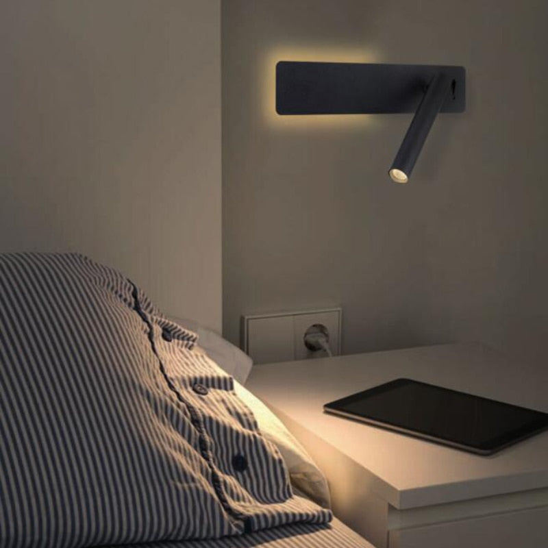 Drehbare LED-Lesewandleuchte | Schwenkbarer Spot | 2 Schalter Metall | Bedspark