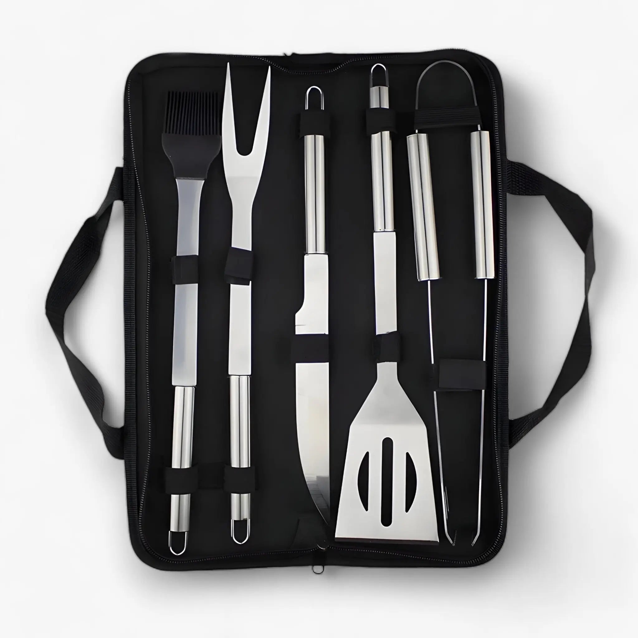 Edelstahl-Grillbesteck-Set | Mit Tragetasche für unterwegs | Sicherer Griff mit Hitzeschutz | RostRanger
