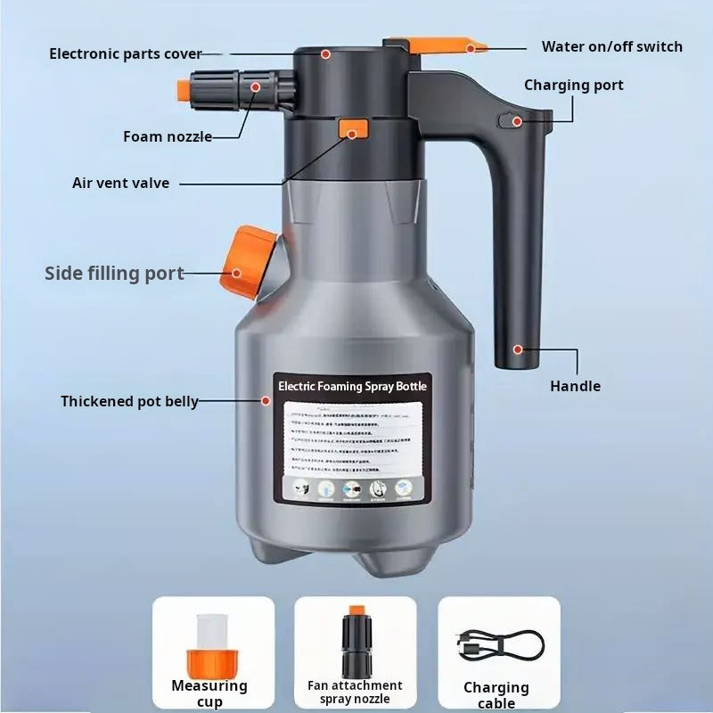 Elektrische Schaumsprühflasche | Dicht haftender Reinigungsschaum | Verstellbare Düse | CleanJet