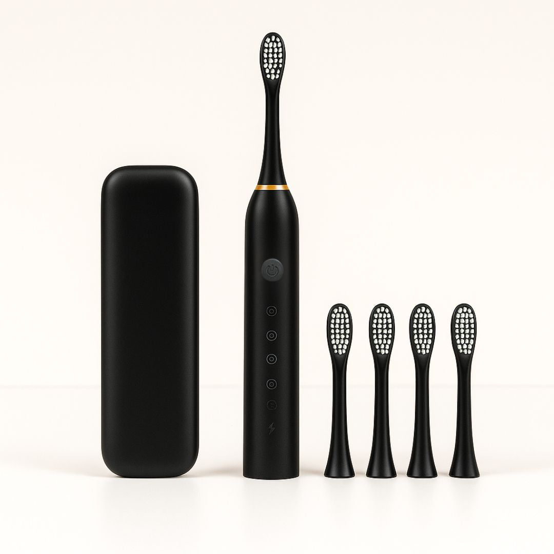 Elektrický zubní kartáček | 6 režimů čištění, výměnné hlavice a cestovní pouzdro | nabíjecí | PureBrush