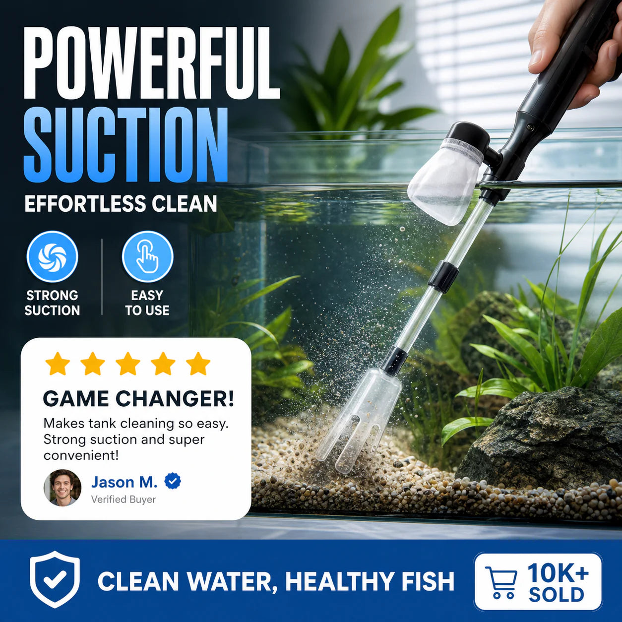Elektrischer Aquarienkiesreiniger | Batteriebetriebene Saugpumpe | Reinigt Kies & Wechselt Wasser | AquaVac